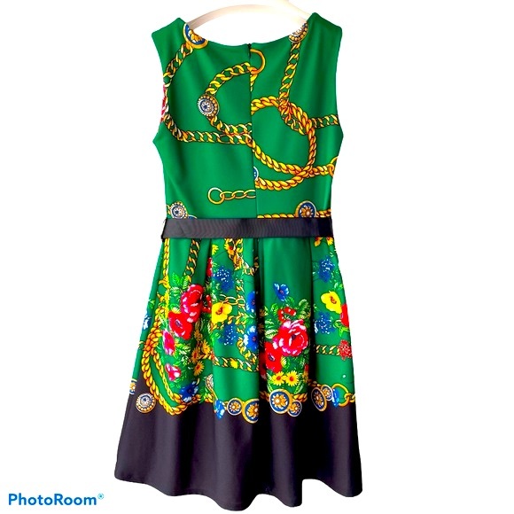 NEW COLLECTION green flowered dress - Picture 3 of 6